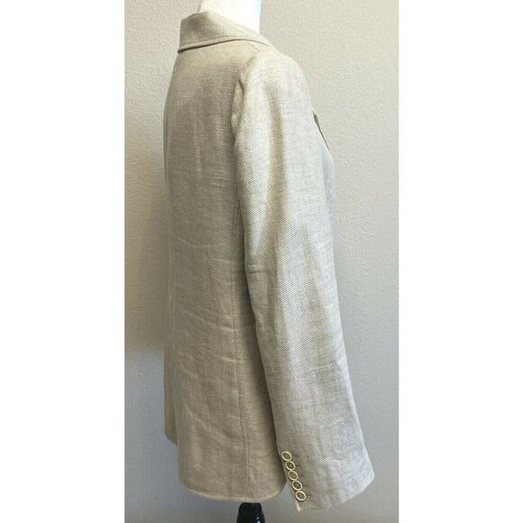 PROENZA SCHOULER Linen Blazer Jacket Size 8 Beige Patch Pockets 1 Button - Picture 12 of 16
